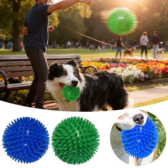 4.33" TPR Spiky Ball Dog Chew Toy (2-Pack) - Durable Interactive Toy for Puppies & Aggressive Chewers