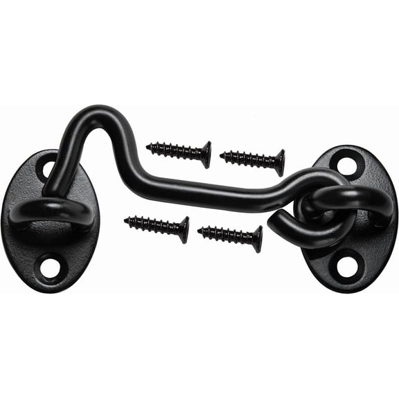 4" Barn Door Latch Door Lock Hardware, Sliding Door Lock Eye with Screws, Rust-Resistant Metal Gate Latch, Privacy Hooks Latch for Inside Door, Wooden Fence, Garage Door (Black)