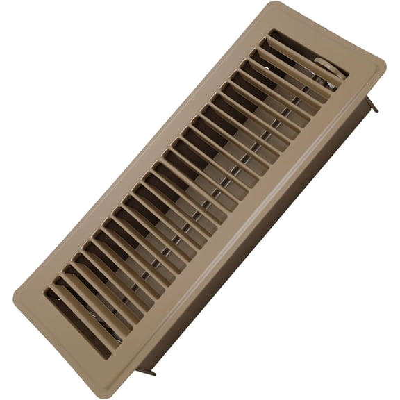 4" x 12" Floor Register - Heavy Duty Steel Walkable Floor Vents - Easy Adjust Air Supply Lever - Vent Covers for Home (Brown)