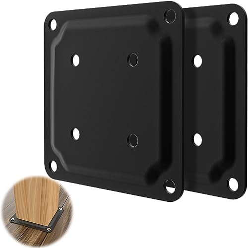 4" x 4" Wood Post Plate Connector, Powder-Coated Decking Post Base, Wood Fence Post Anchor Base, Deck Porch Railing Support Base(2 Pack)