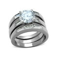 thumbnail image 1 of 4.35 Ct Cubic Zirconia Stainless Steel Engagement Wedding Ring 3pc Set Size 9, 1 of 5