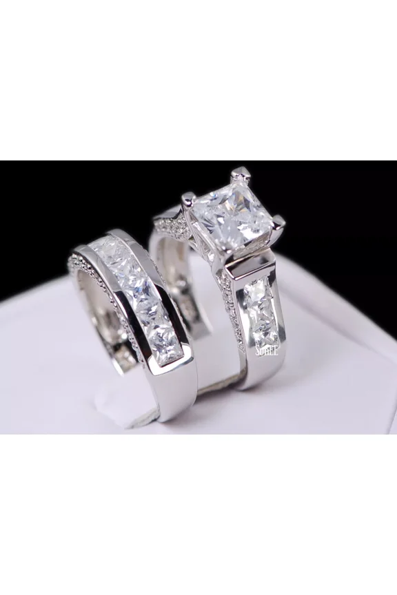 "4.35 Ct Princess Cut CZ 925 Sterling Silver Women's Wedding & Engagement Ring | Elegant Bridal Jewelry"