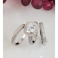 thumbnail image 1 of 4.35ct Halo Cushion Cut Bridal Wedding Engagement Ring Diamond Simulated 925 Sterling Silver Anniversary Ring SKU:00180, 1 of 4