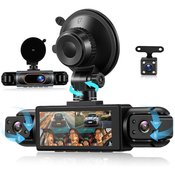 4 360? Cam Front and Rear Inside Left Right, 3.16 Inch FHD 1080P IPS Dashcam Supports Night Vision, Loop Recording, 24/7 Recording Parking Mode , Reverse View