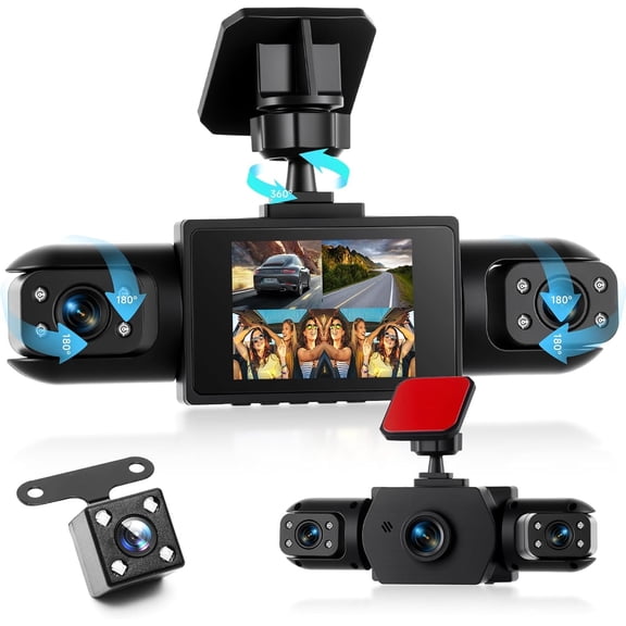 4  360  Cam Front and Rear Inside Left Right,  Camera for , -in Night Vision,  Motion Detection 24/7 Recording Parking Mode  Reversing Help