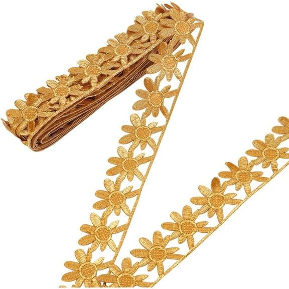 About 4.37 Yards Embroidery Lace Trim 1.57 Inch Wide Embroidery Floral Trimming Iron on Metallic Flower Lace for Sewing Costumes Gowns Home Decor Garment Accessories Gold C