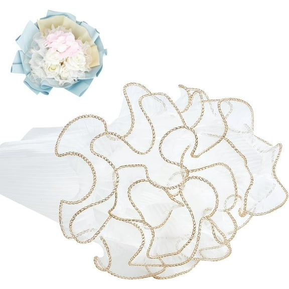 4.37 Yards Flower Wrapping Mesh Paper 11 Inch White Bouquet Packaging Paper Wrinkled Wavy Net Yarn for Valentine's Day Flower Florist Supplies Wedding Gifts Packaging White