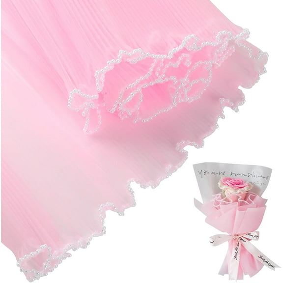 4.37 Yards Flower Wrapping Paper, Bouquet Wrapping Paper, Floral Wrapping Mesh Paper for Mother's Day Valentine's Day Christmas Wedding Gift Packaging