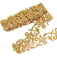 thumbnail image 1 of 4.37 Yards Gold Embroidery Polyester Ribbons 1.3 Inch Wide Adhesive Goldenrod Lace Trim Iron on Metallic Flower Lace, 1 of 8
