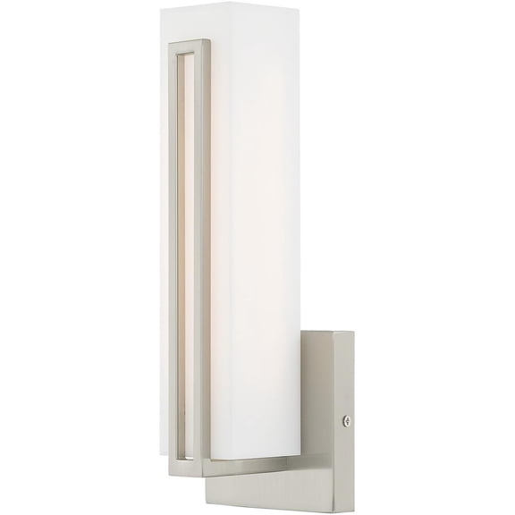 4.375 inch 10W LED Brushed Nickel ADA Wall Sconce with Satin White Acrylic Shade Shade