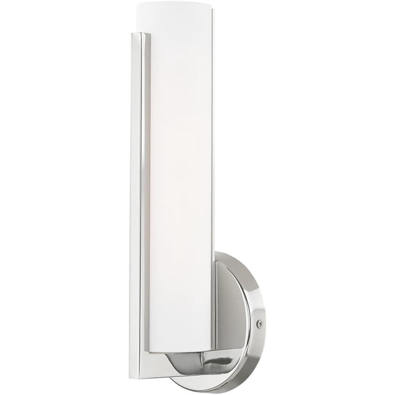 4.375 inch 10W LED Polished Chrome ADA Wall Sconce with Satin White Acrylic Shade Shade