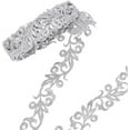 thumbnail image 1 of 4.37Yards Silver Embroidery Polyester Ribbons 1.38" Wide Metallic Lace Trim Iron on Metallic Flower Lace, 1 of 6