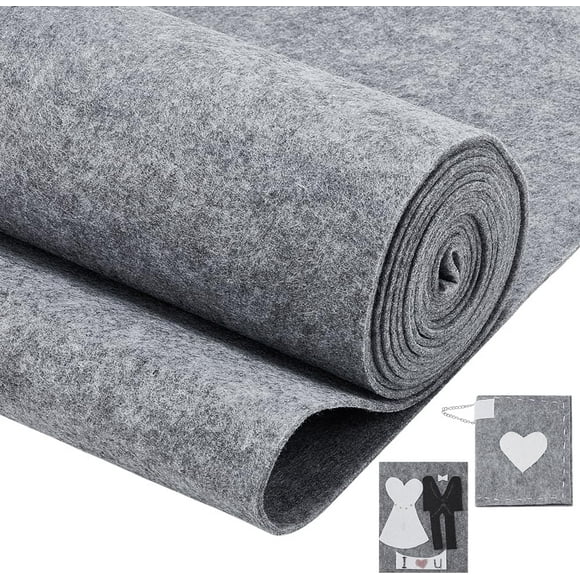 4.37Yards Thick Felt Roll 11.81 inch Wide Wide Craft Felt Cloth 3mm Thick Non-Woven Craft Fabric for Sewing Quilting Handwork Project DIY Gray