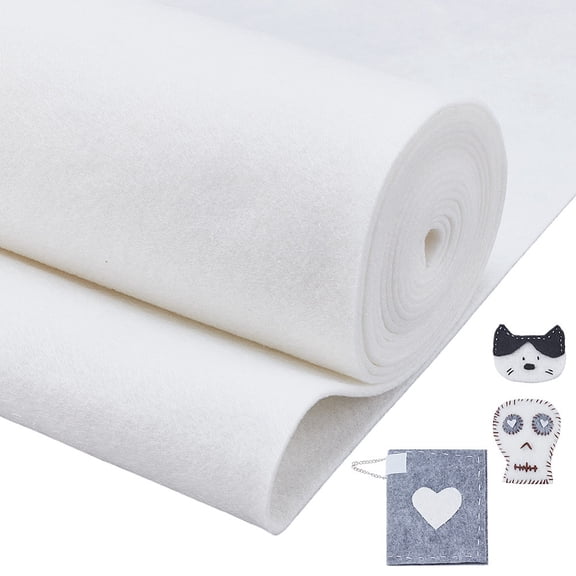 4.37Yards Thick Felt Roll 11.81inch Wide Craft Felt Cloth 3mm Thick Non-Woven Craft Fabric for Sewing Quilting Handwork Project DIY White DIY