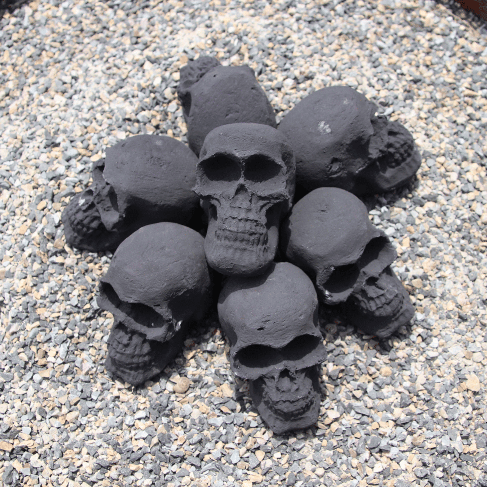 7Pcs Ceramic Skull Fire Logs for Fire Pit Fireplace 1800°F Heat Resistant Handmade Halloween Decor