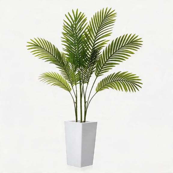 4.3FT Artificial Palm Tree with White Tall Planter
