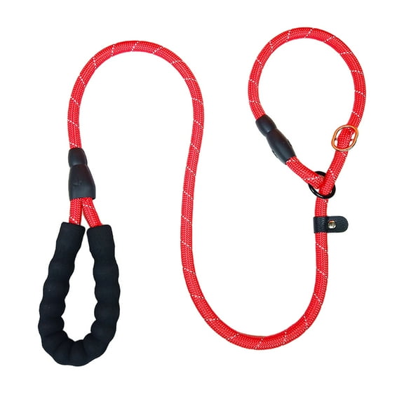 4.3FT Durable Leash and Collar All in one with P Chain Padded Handle and Reflective Threads Slip Lead (Red) - 1.2cm*130cm
