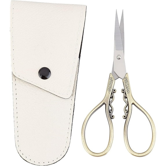 4.3Inch Embroidery Sewing Scissors Small Precision Detail Alloy Scissors Vintage Shears Sharp Cutter & leather Scissors Tool Holsters for Fabric Paper Cutting Craft Threading Household
