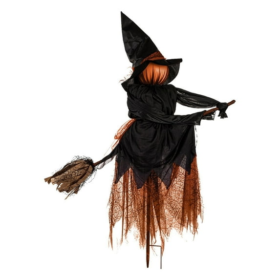 4.3ft Halloween Decorations Witch Garden Stakes, Witch Riding a Broomstick Yard Decor, Haunt House Props for Outdoor Garden Lawn Party Decor