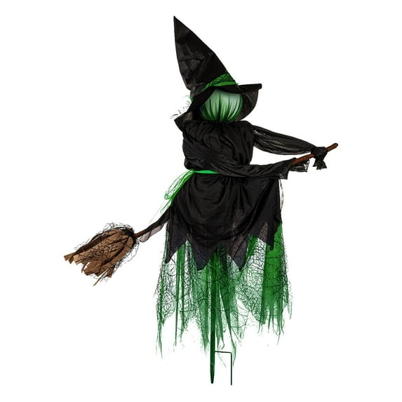 4.3ft Halloween Decorations Witch Garden Stakes, Witch Riding a Broomstick Yard Decor, Haunt House Props for Outdoor Garden Lawn Party Decor