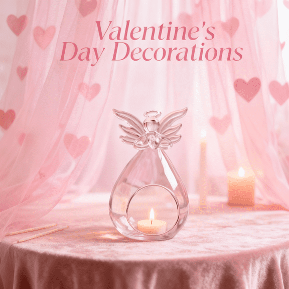 4.3in Angel Candle Holder, Glass Angel Candlestick, Clear Elegant Glass Design, for Romantic Dinner Centerpiece, Glass Candle Holders for Wedding Party Restaurant Hotel Garden Decoration