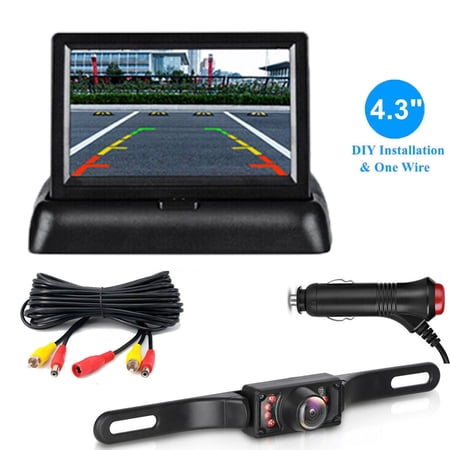 4.3in Foldable LCD Display Monitor Car Rear View Backup LED Night Camera
