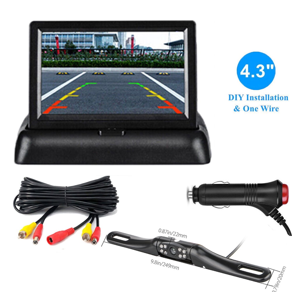 4.3in Foldable LCD Display Monitor Car Rear View Backup LED Night ...