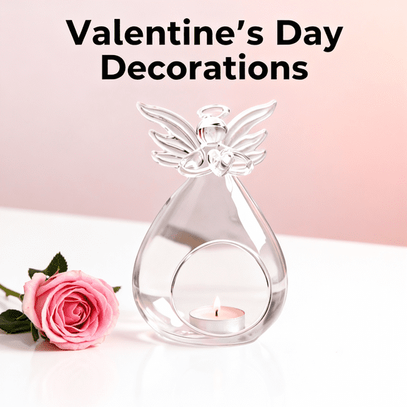 4.3in Glass Angel Ornaments, Glass Angel Candlestick,Clear Glass Design, for Romantic Dinner Centerpiece, Home Decoration Gift Glass Candle Holder for Wedding Party Restaurant Hotel Garden Decoration