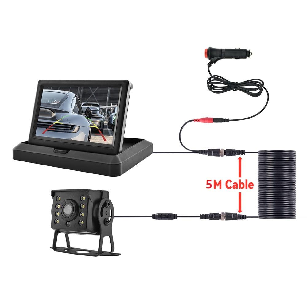 4.3in HD Monitor Car Backup Reverse Camera Rear View Parking License ...