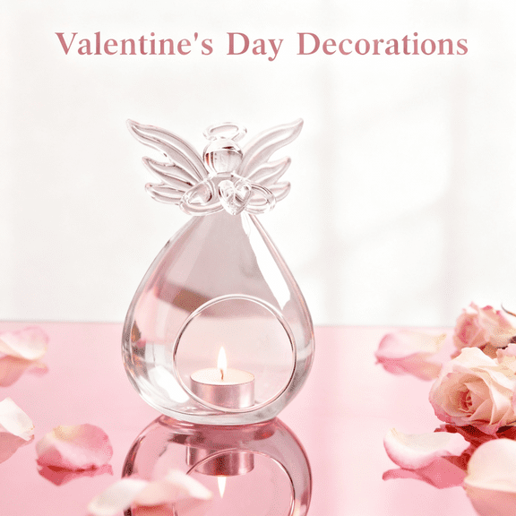 4.3in Hanging Candle Holder, Glass Angel Candlestick, Elegant Glass Design, Glass Candle Holders for Wedding Party Restaurant Hotel Garden Decoration