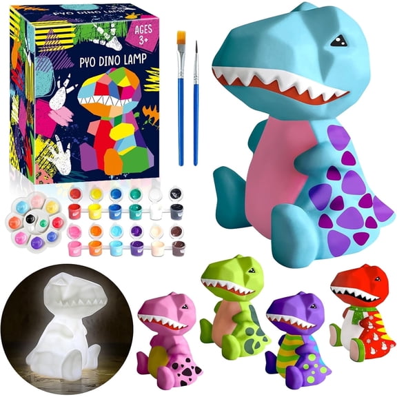 4.3in Paint Your Own Dinosaur Lamp Kit - Arts and Crafts Supplies Painting Kit for Kids Teens, DIY Night Light Dinosaur Toys for Boys Girls 3 4 5 6 7 8 9 10 11 12 Christmas Birthday Gifts