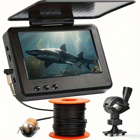 BIBEARBIBEAR Upgraded 4.3" HD Underwater Fishing Camera Fish Finder 140° Wide-Angle Fish-Attracting Light for Ice Boat Kayak Fishing Christmas Birthday Gift