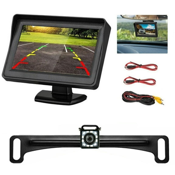 4.3inch HD Monitor Car Backup Reverse Camera Rear View Parking License Plate System