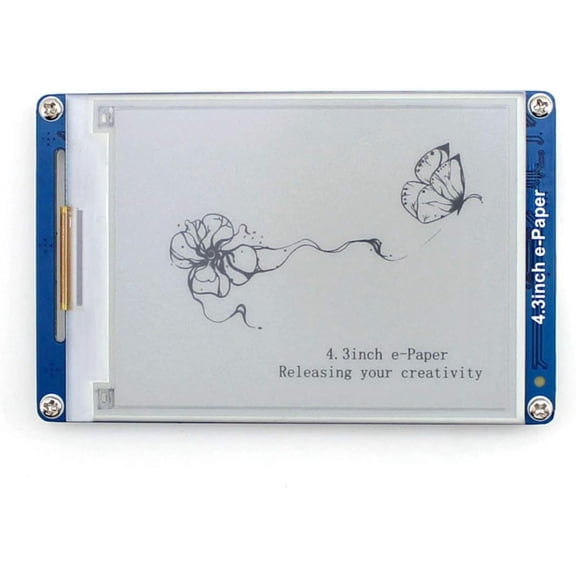 4.3inch Serial Interface Electronic Paper Display Compatible with 4B/3B+/3B/2B/B+/A+/Zero/Zero W/WH/Zero 2W 800x600 Resolution with Embedded Font Libraries