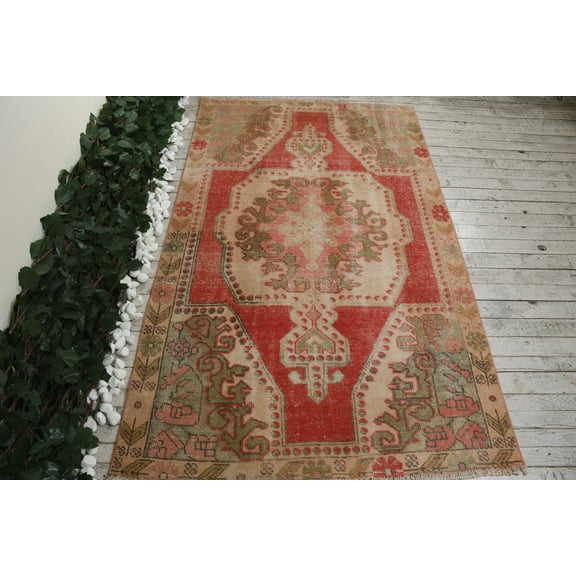 4.3x6.9 ft Area Rugs, Rugs For Dining Room, Turkish Rug, Oushak Rug, Tribal Indoor Rug, Vintage Rug, Beige Persian Rug, Bohemian Nursery Rug