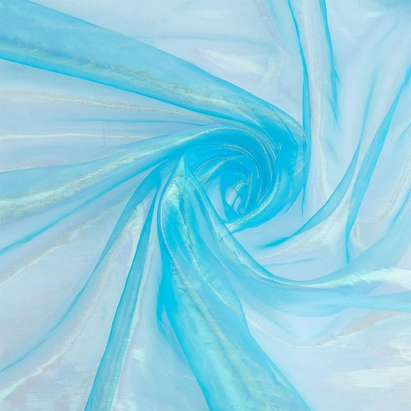 4.3yard Polyester Fabric Sheer Blue Iridescent Organza Fabric Magic Holographic Gauze Fabric for Costume Shiny Photography Background DIY Supplies Party