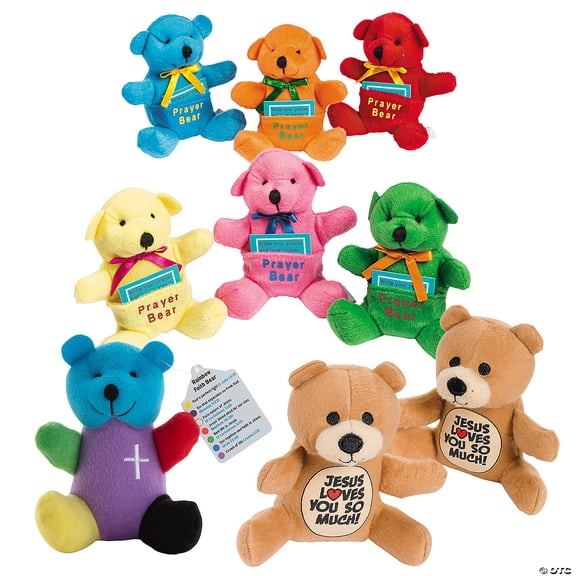 4" - 4 1/2" Bulk 72 Pieces Religious Stuffed Teddy Bears Assortment