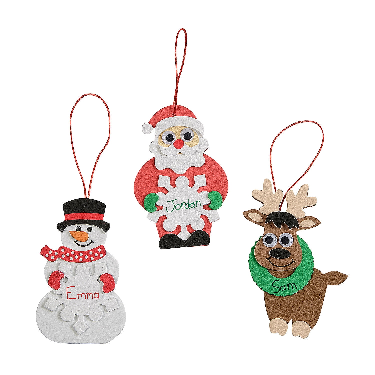 4" - 4 1/2" Christmas Character Tree Ornament Foam Craft Kit - Makes 12