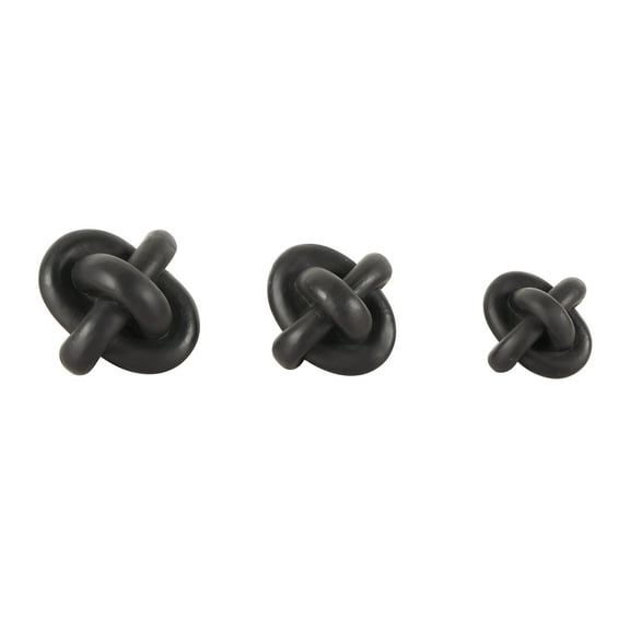 4", 4", 3"W Black Resin Knot Inspired Geometric Sculpture, by CosmoLiving by Cosmopolitan (3 Count)