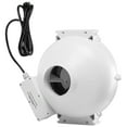 thumbnail image 1 of Quiet 190 CFM Inline Radon Mitigation Fan, 4"-4.5" Waterproof Duct Fan System for Home & Office, 1 of 11