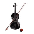 thumbnail image 1 of 4/4 Acoustic Violin Set Full Size with Case, Bow and Free Rosin for Adults, Learners Age 11+, Black, 1 of 12