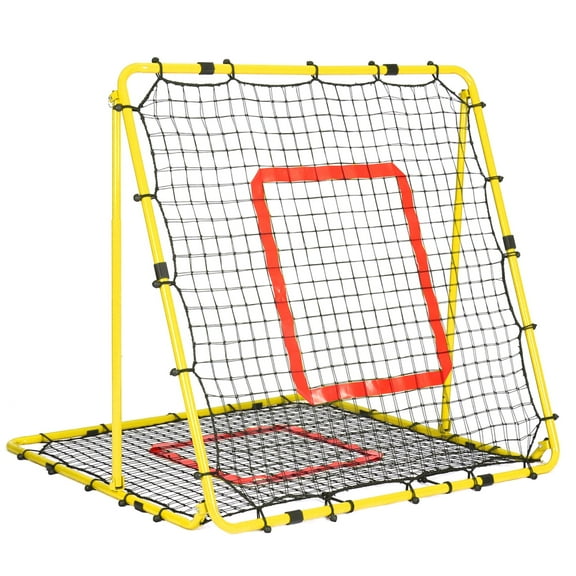 4'×4' Ball Game Rebounder Net for Pitching Practice, Rebounder Net for Any Age Baseball/Softball Player, Easy to Assemble, High Stretch Net, Outdoor/Indoor Available, Free Throw Shooting