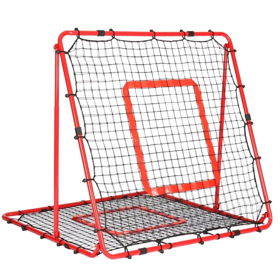 4'×4' Ball Game Rebounder Net for Pitching Practice, Rebounder Net for Any Age Baseball/Softball Player, Easy to Assemble, High Stretch Net, Outdoor/Indoor Available, Free Throw Shooting