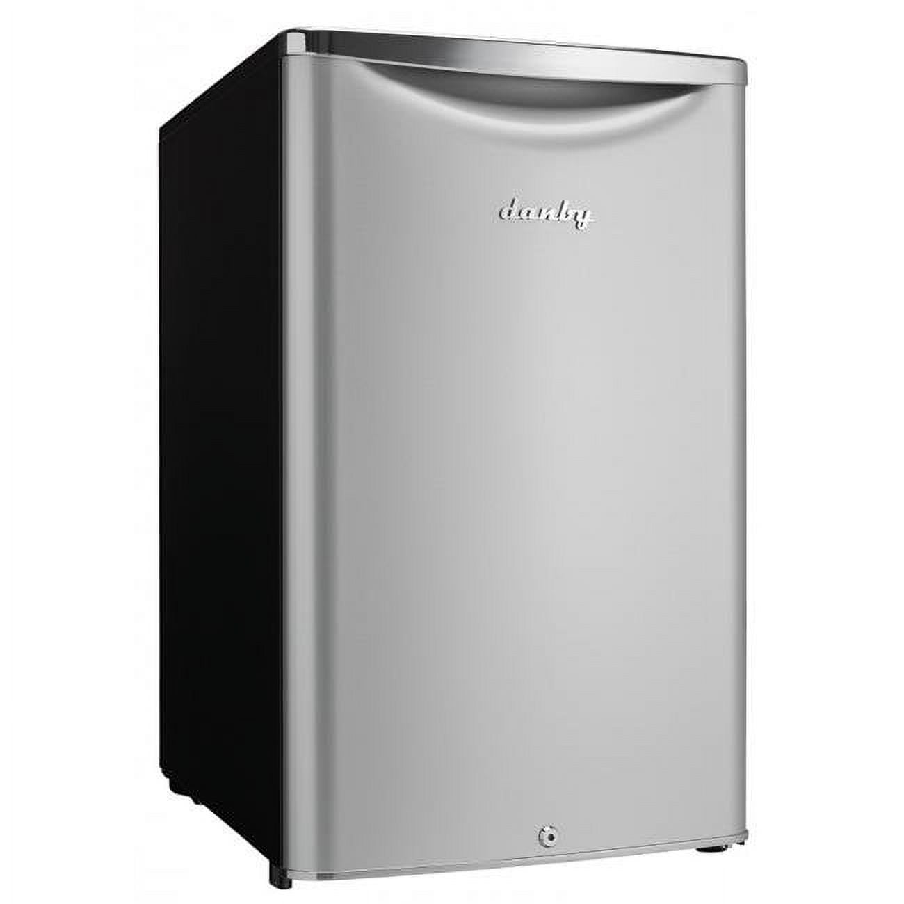 Silver and Black 4.4 cu. ft. Freestanding Mini Fridge with Chrome Handle