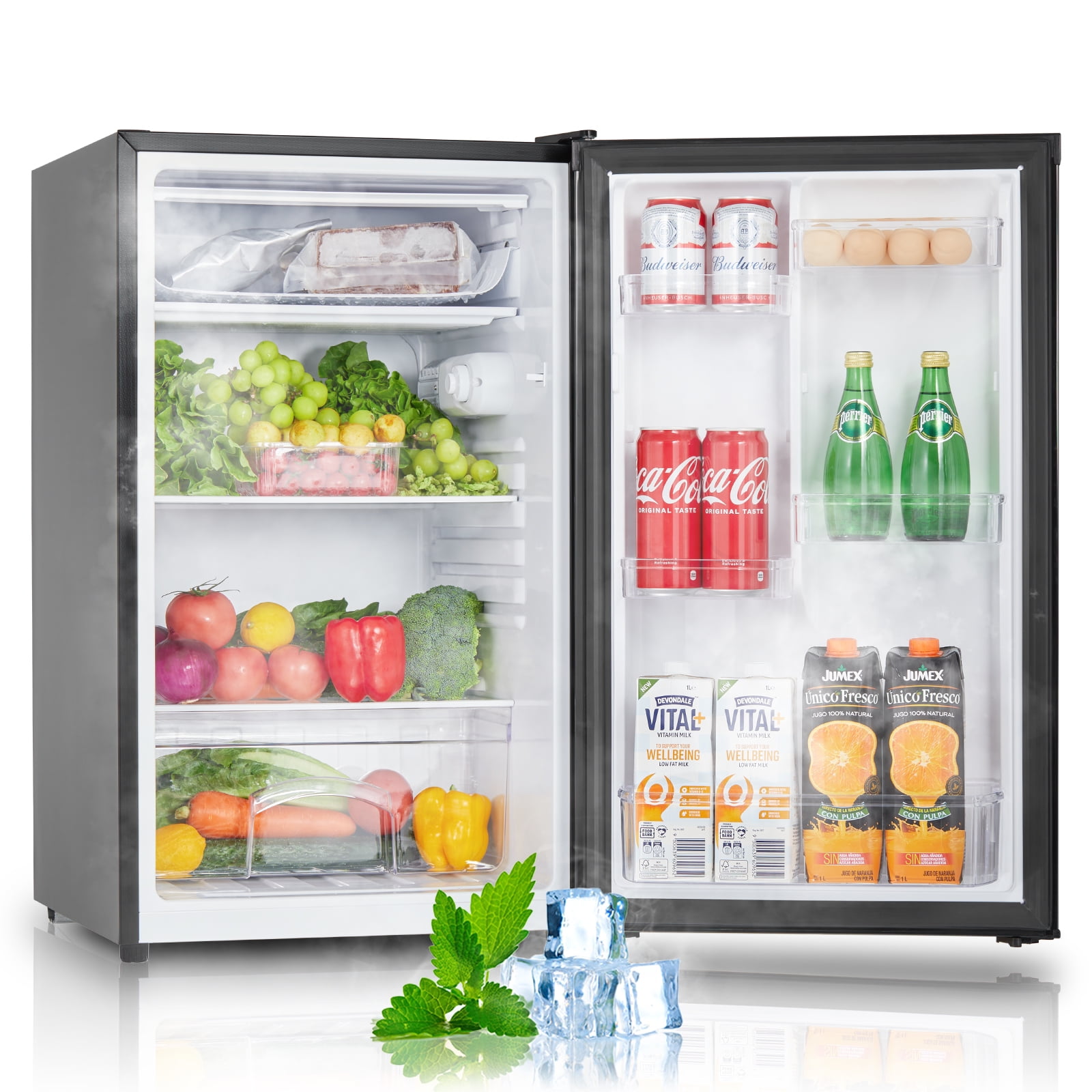 4.4 Cu.Ft Mini Fridge with Freezer, Compact Freezer Compartment, 5