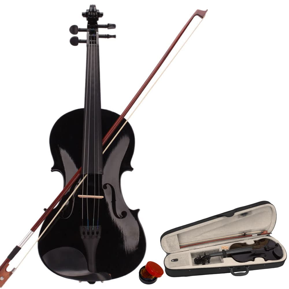 4/4 Full Size Natural Acoustic Violin with Case, Bow, and Rosin - Ideal for Student and Beginners, Natural