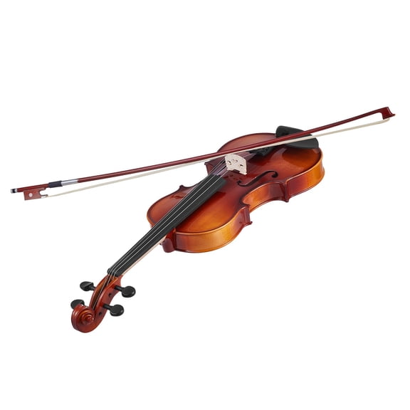 4/4 Full Size Violin Set for Beginners, Acoustic Fiddle with Hard Case Bow Rosin Shoulder Rest, Solid Wood Glossy Brown