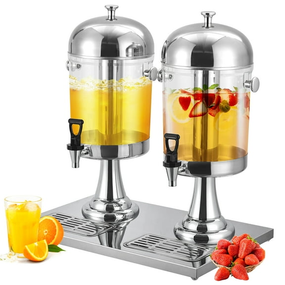 4.4 Gallon Commercial Beverage Dispenser with Ice Core, 4.4 Gallon Stainless Steel Drink Dispenser with Stand, Spigot and Drip Tray for Parties, Weddings & Catering Events