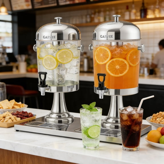 4.4 Gallon Commercial Beverage Dispenser, Stainless Steel Beverage Dispenser with Ice Core, Stand & Spigot for Cold Juice, Iced Tea and Lemonade At Parties & Weddings