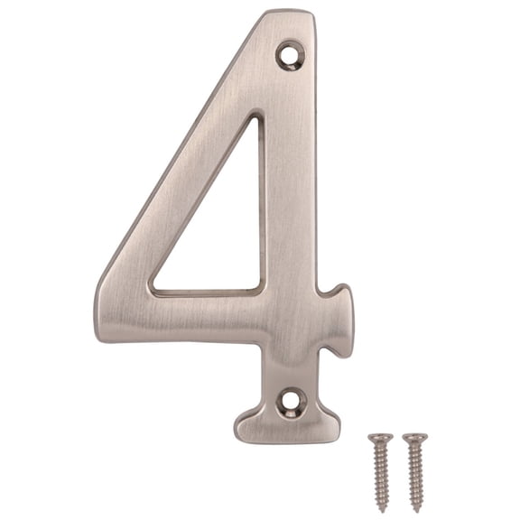 #4, 4 In, Die-Cast Zinc, Satin Nickel House Number Pro Source N-Z044SN-PS